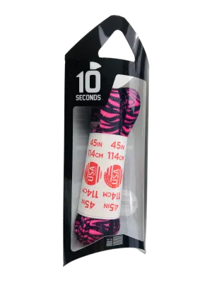 10 Seconds ® Athletic Printed Flat Laces | Black/Pink Zebra