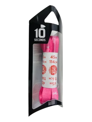 10 Seconds ® Athletic Printed Laces | Pink with White Ribbon