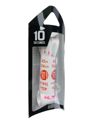 10 Seconds ® Athletic Printed Laces | White with Pink Ribbon