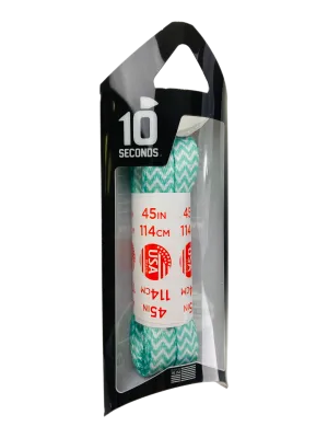 10 Seconds ® Athletic Printed Laces | White/Teal Chevron