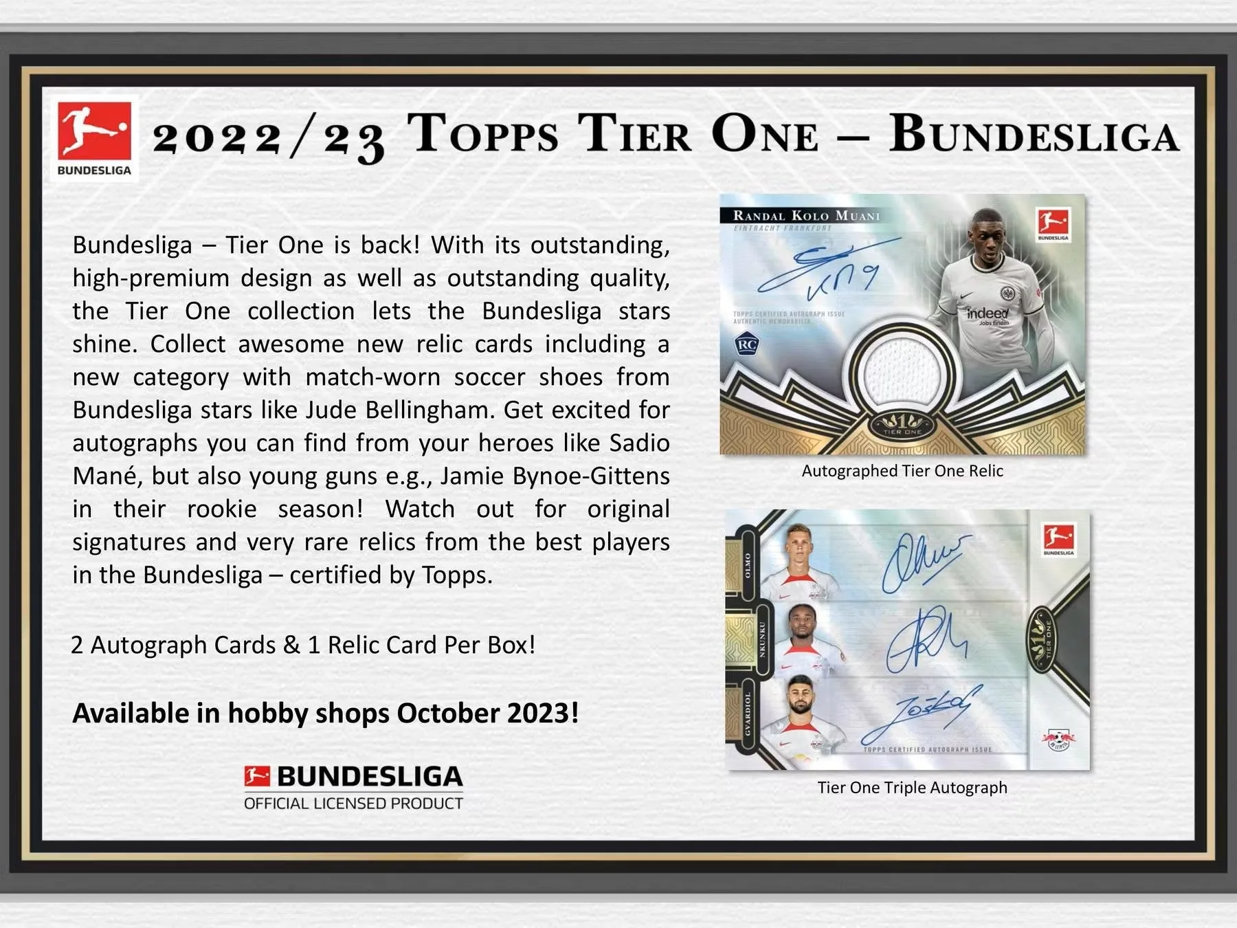 2022/23 Topps Tier One Bundesliga Soccer Hobby Box