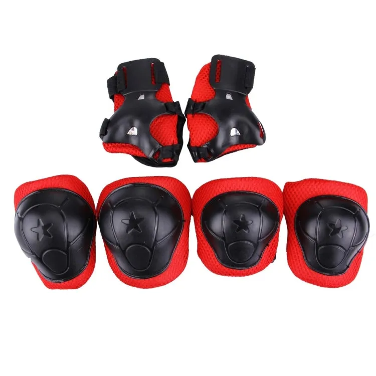 6 in 1 Roller Skate Knee & Elbow & Wrist Pads Protective Gear Sets(Black)