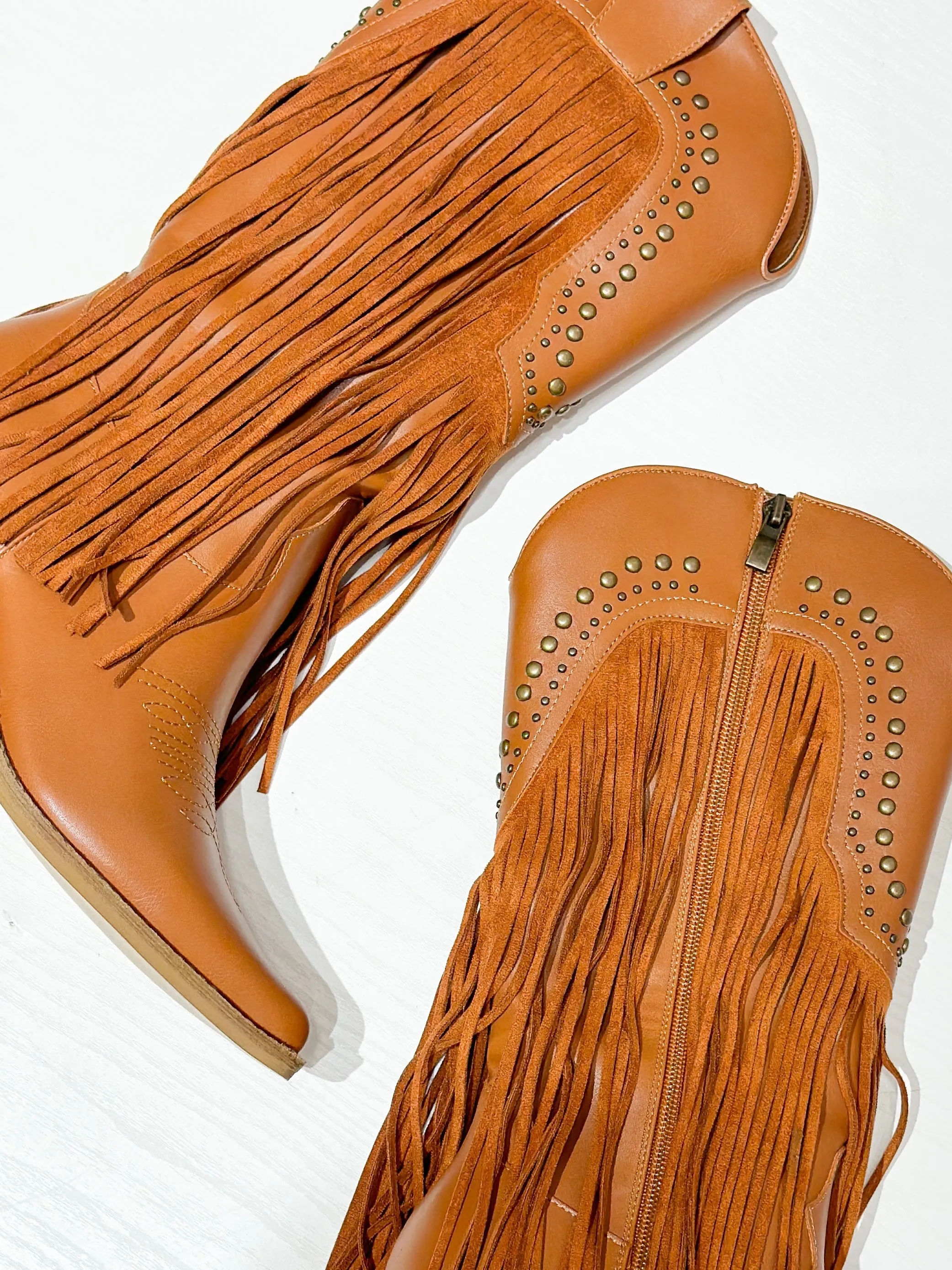 Adela Studded Fringe Tall Boots