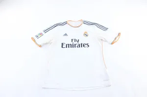 Adidas Embroidered Logo Real Madrid Striped Soccer Jersey