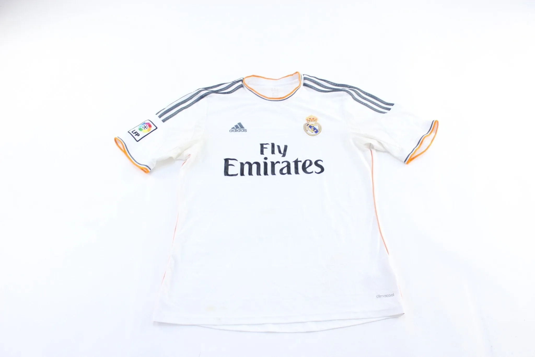 Adidas Embroidered Logo Real Madrid Striped Soccer Jersey