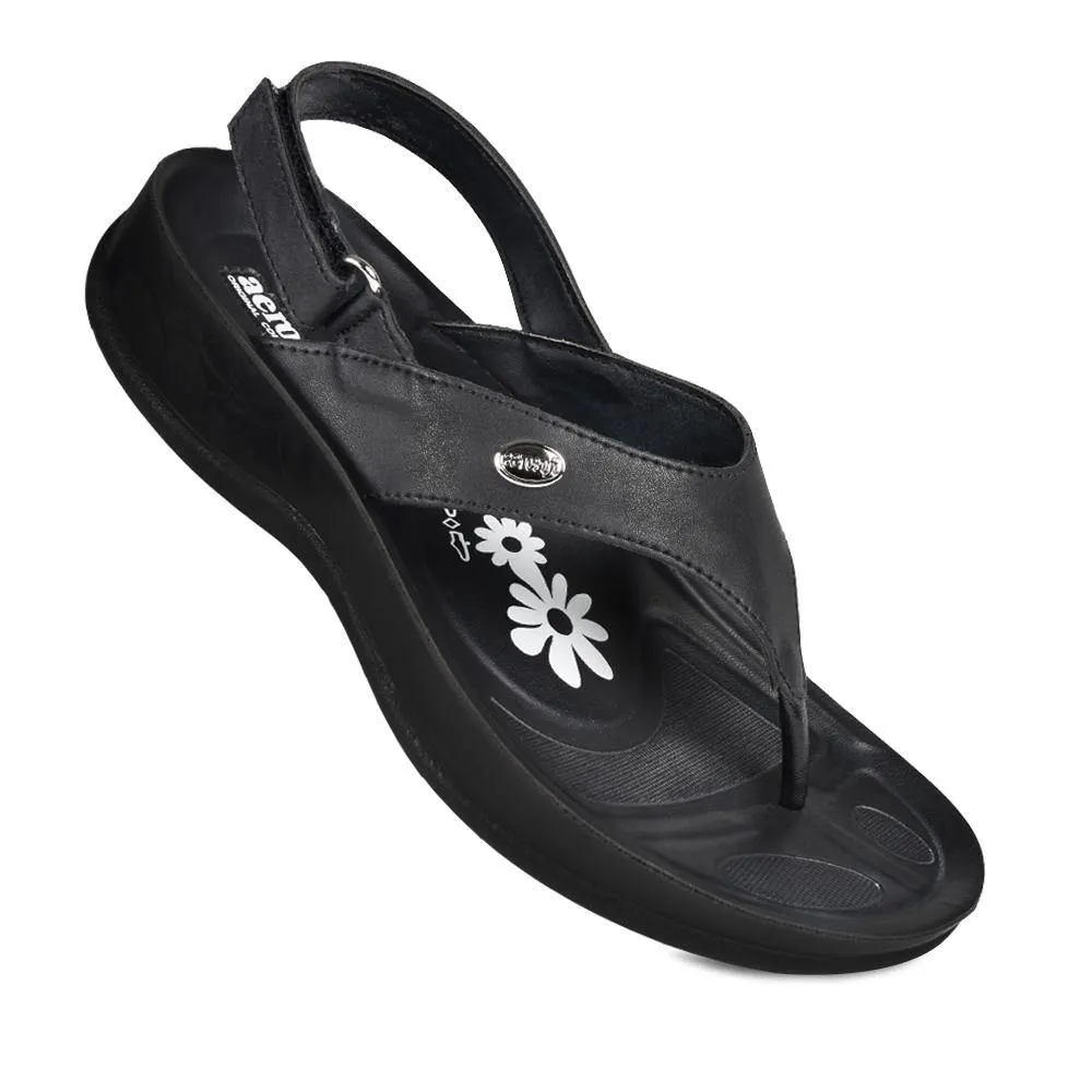 Aerosoft - Tuck S5901 Velcro Ankle Strap Comfortable Thong Arch Support Sandals For Women