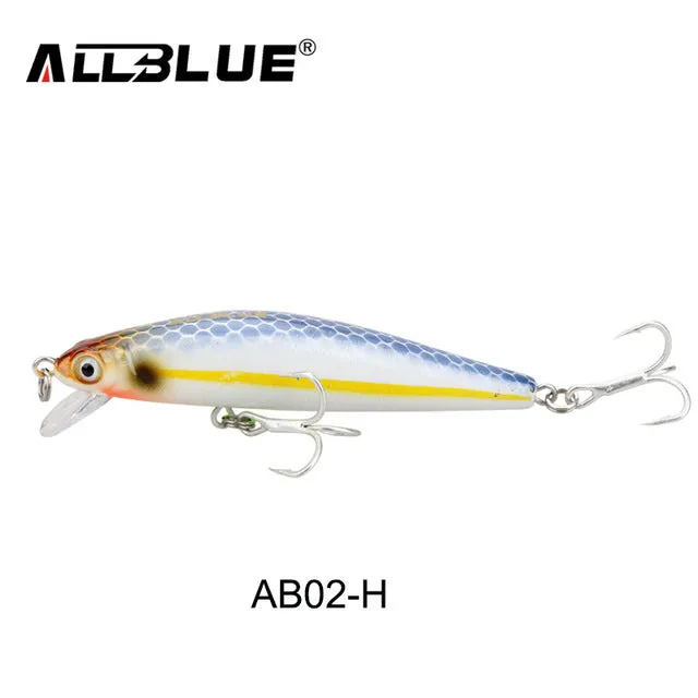 ALLBLUE 2017 Good Quality Fishing Lure Laser Minnow Wobbler Professional Baits 70mm/6.5g 8# Anti-rust Hook Crankbait Popper AB02