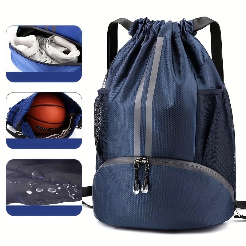 Basketball Drawstring Backpack with Wet Proof Pocket