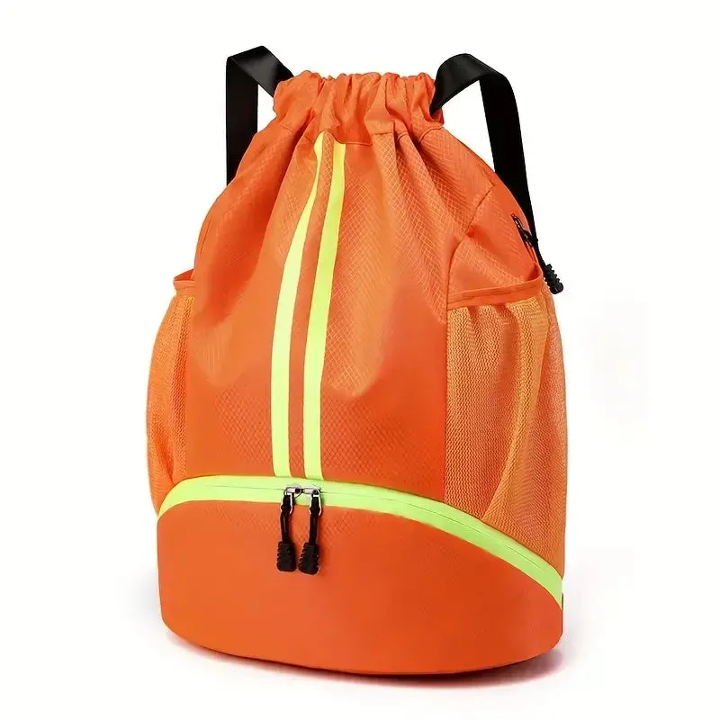 Basketball Drawstring Backpack with Wet Proof Pocket