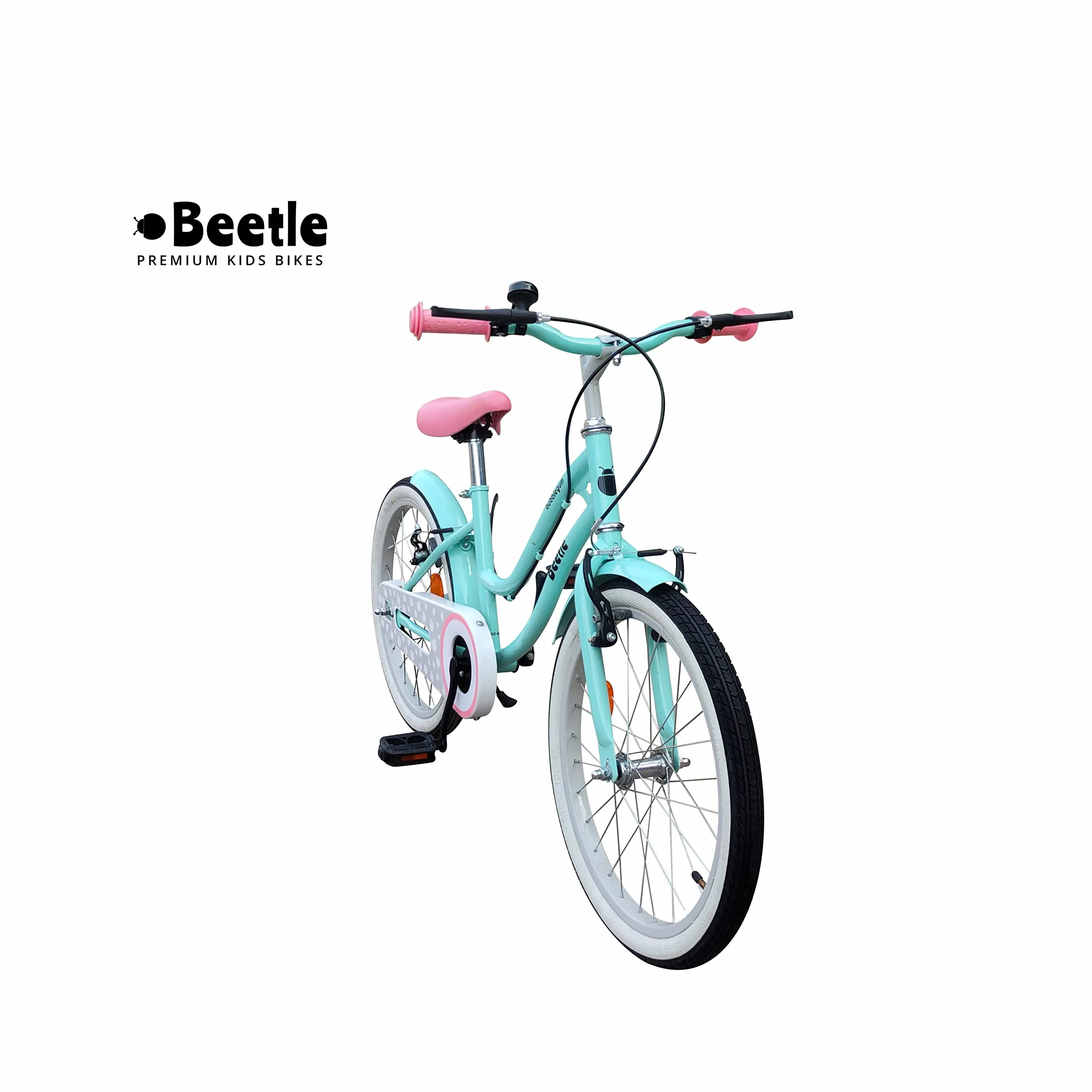 Beetle Bubblegum 20T Kids’ Bike, 12 Inch Frame, Turquoise Blue, Single Speed Steel Frame Bike, Ideal for 6-10 Years Unisex, Height 3.5-4.5 feet