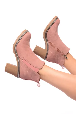 Bite Me Bootie in Blush Faux Suede - CORKYS