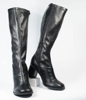 Black Leatherette Knee High Go Go Boots