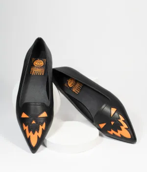 Black Leatherette Pumpkin Pointed Flats