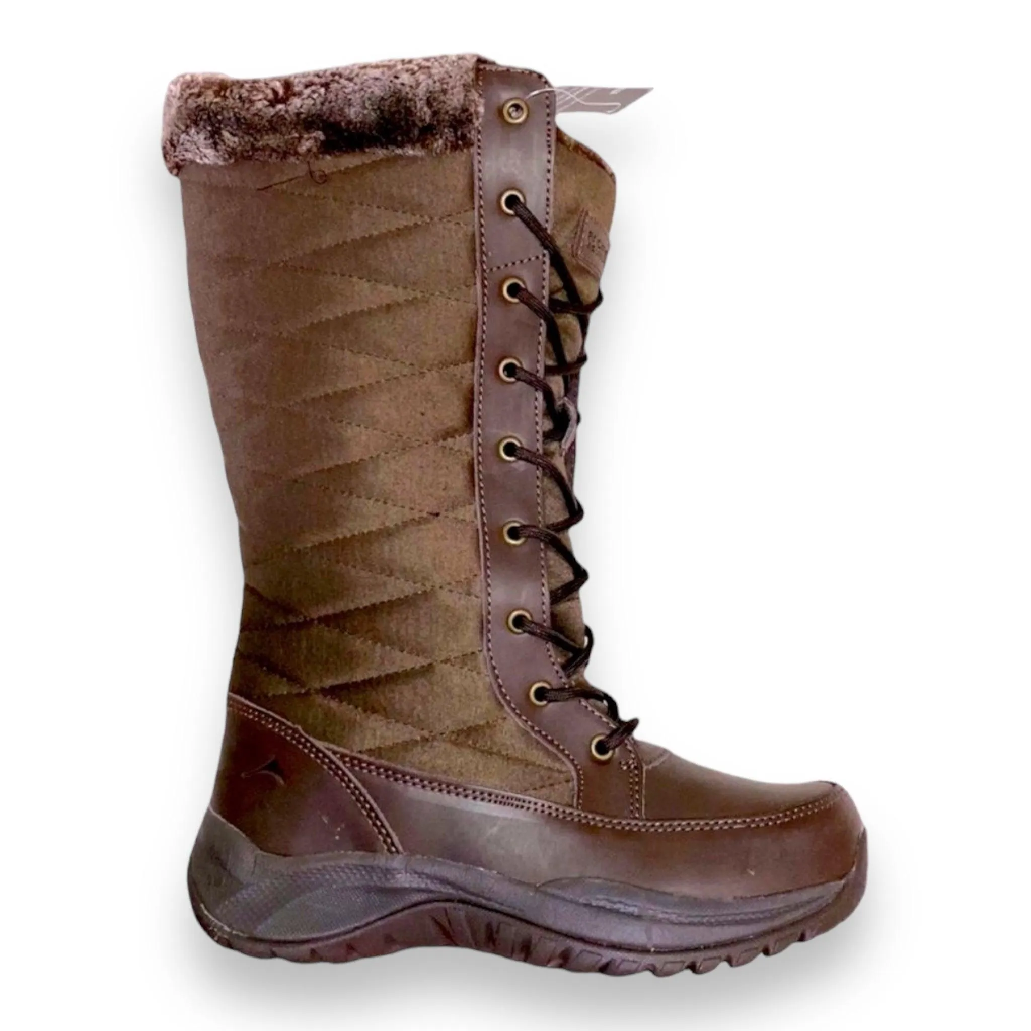 Brown Quilted Fur Tall Winter Boots