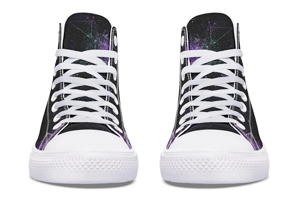 Cat-Astro-Phe High Tops - Classic Premium Canvas Shoes with Comfortable and Durable Soles