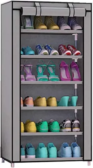 CMerchants Smart Buy Home Utility Portable Space Saving 6 Layer Metal Shoe Rack Organizer Stand GREY