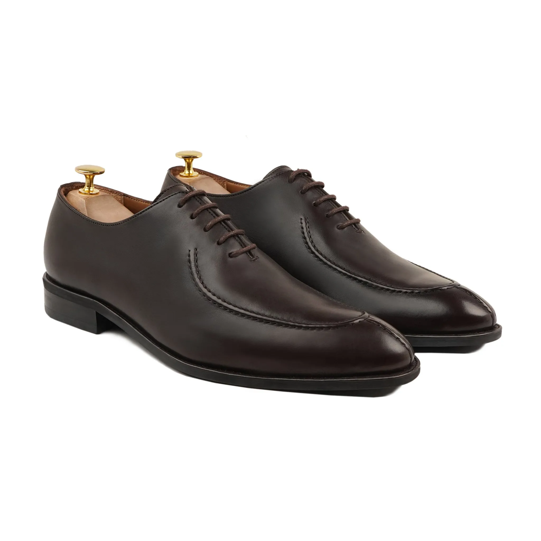 Corded - Men's Dark Brown Calf Leather Wholecut Shoe