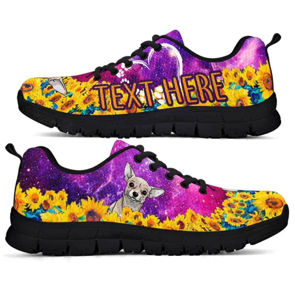 Custom Name Chihuahua Sneaker, Chihuahua Sunflower Galaxy Sneakers Running Shoes, Best Running Shoes