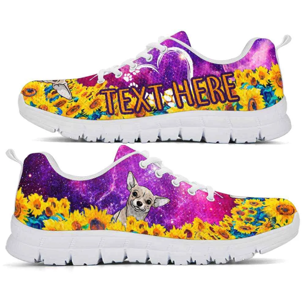 Custom Name Chihuahua Sneaker, Chihuahua Sunflower Galaxy Sneakers Running Shoes, Best Running Shoes