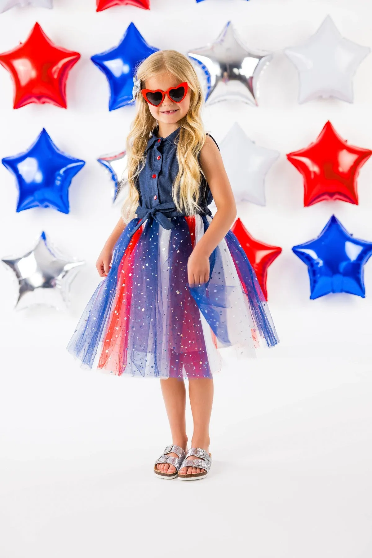 Denim Tank & Patriotic Stars Tutu Dress