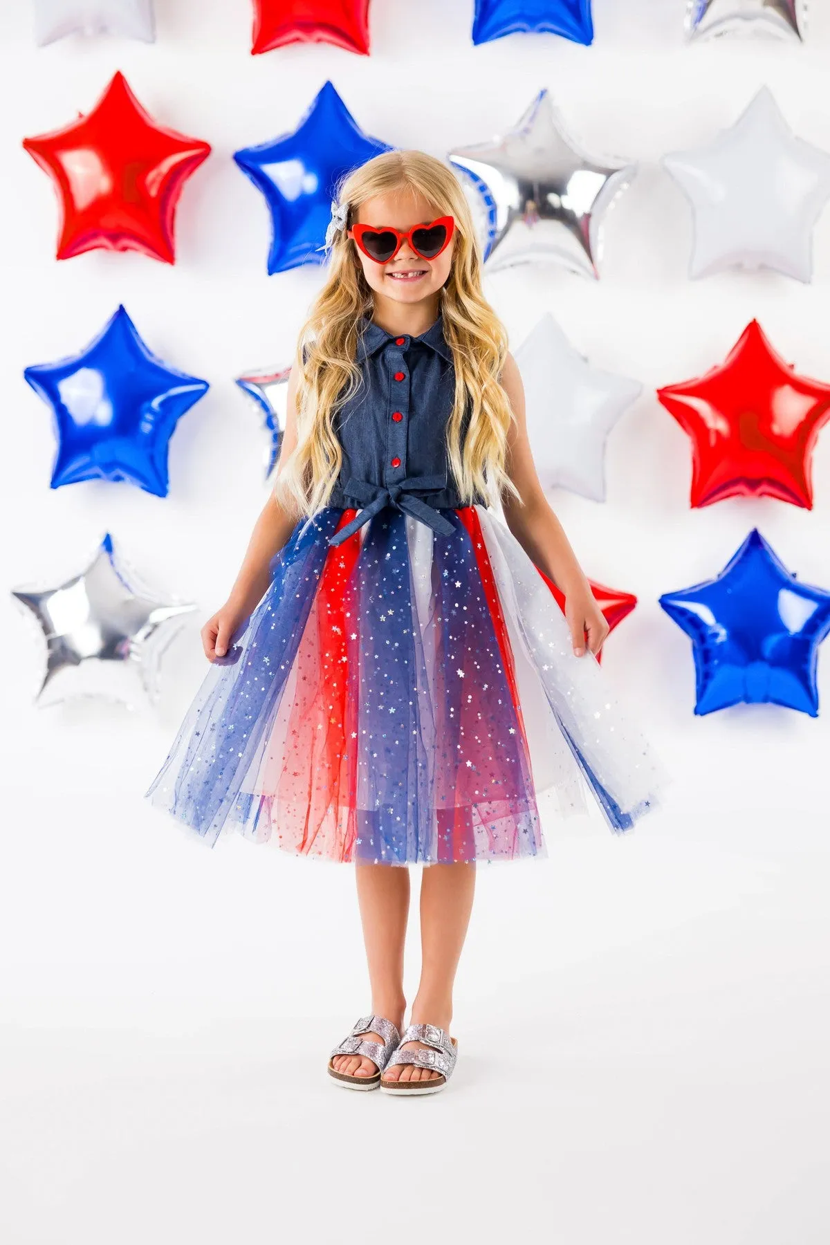 Denim Tank & Patriotic Stars Tutu Dress