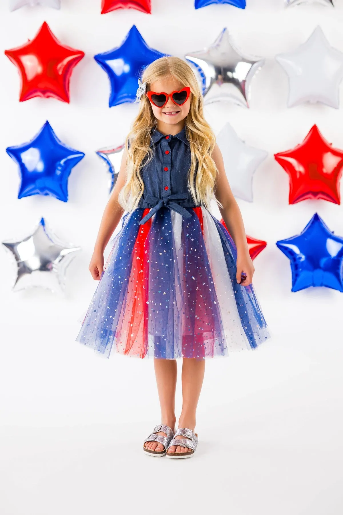 Denim Tank & Patriotic Stars Tutu Dress