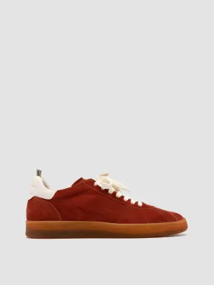 DESTINY 101 - Red Leather and Suede Low Top Sneakers