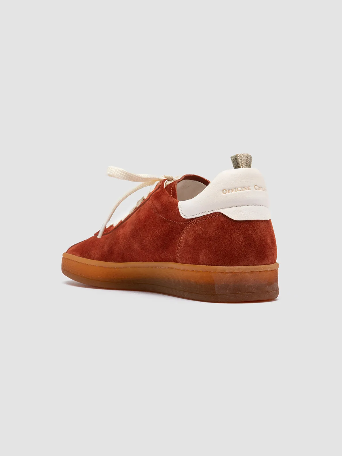 DESTINY 101 - Red Leather and Suede Low Top Sneakers