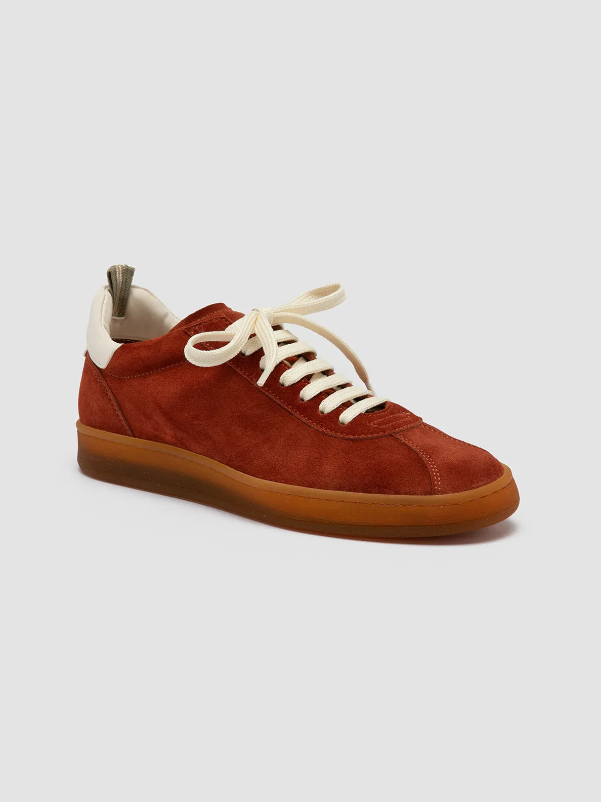 DESTINY 101 - Red Leather and Suede Low Top Sneakers