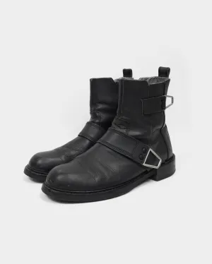 Diesel Motor Black Leather Boots 2000's