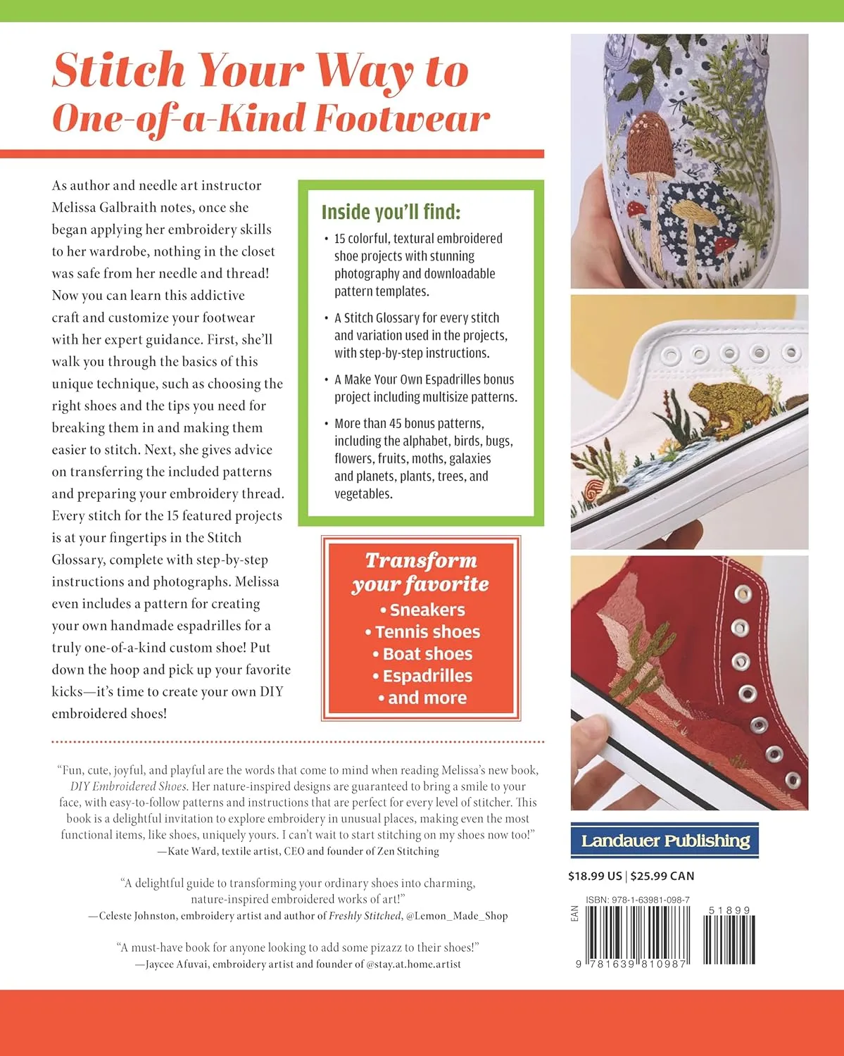 DIY Embroidered Shoes- Hand Embroidery DIY Book