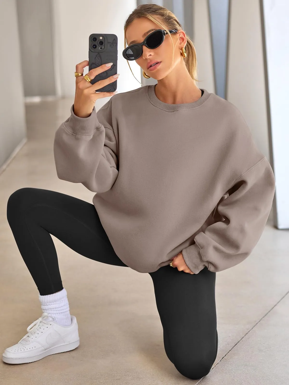 EFAN Oversized Sweaters Trendy Sweatshirts Hoodies Womens Fall Winter Outfits Clothes 2024 Pullover Tops Loose Comfy Fashion