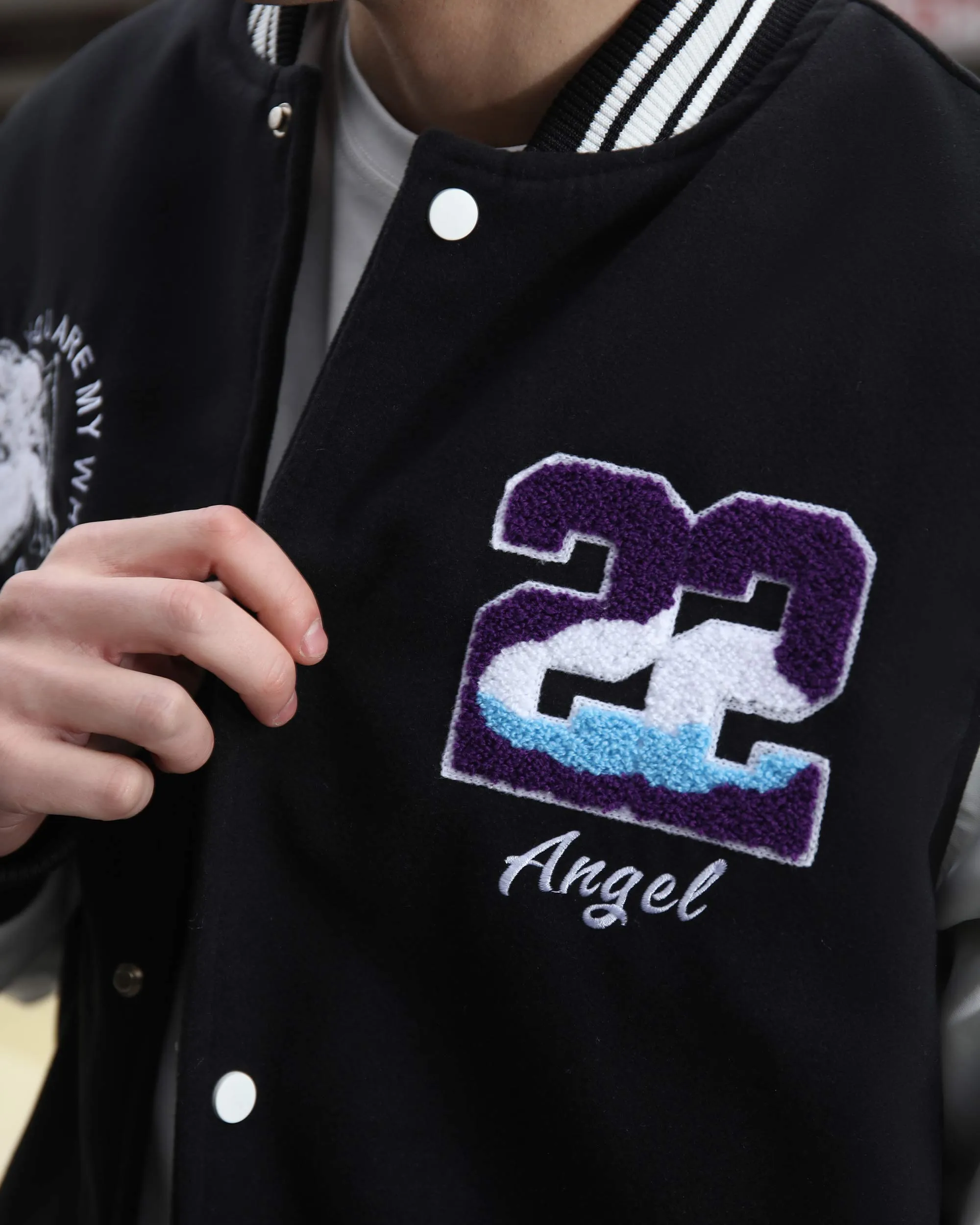 Embroidered Logo Baseball Jacket