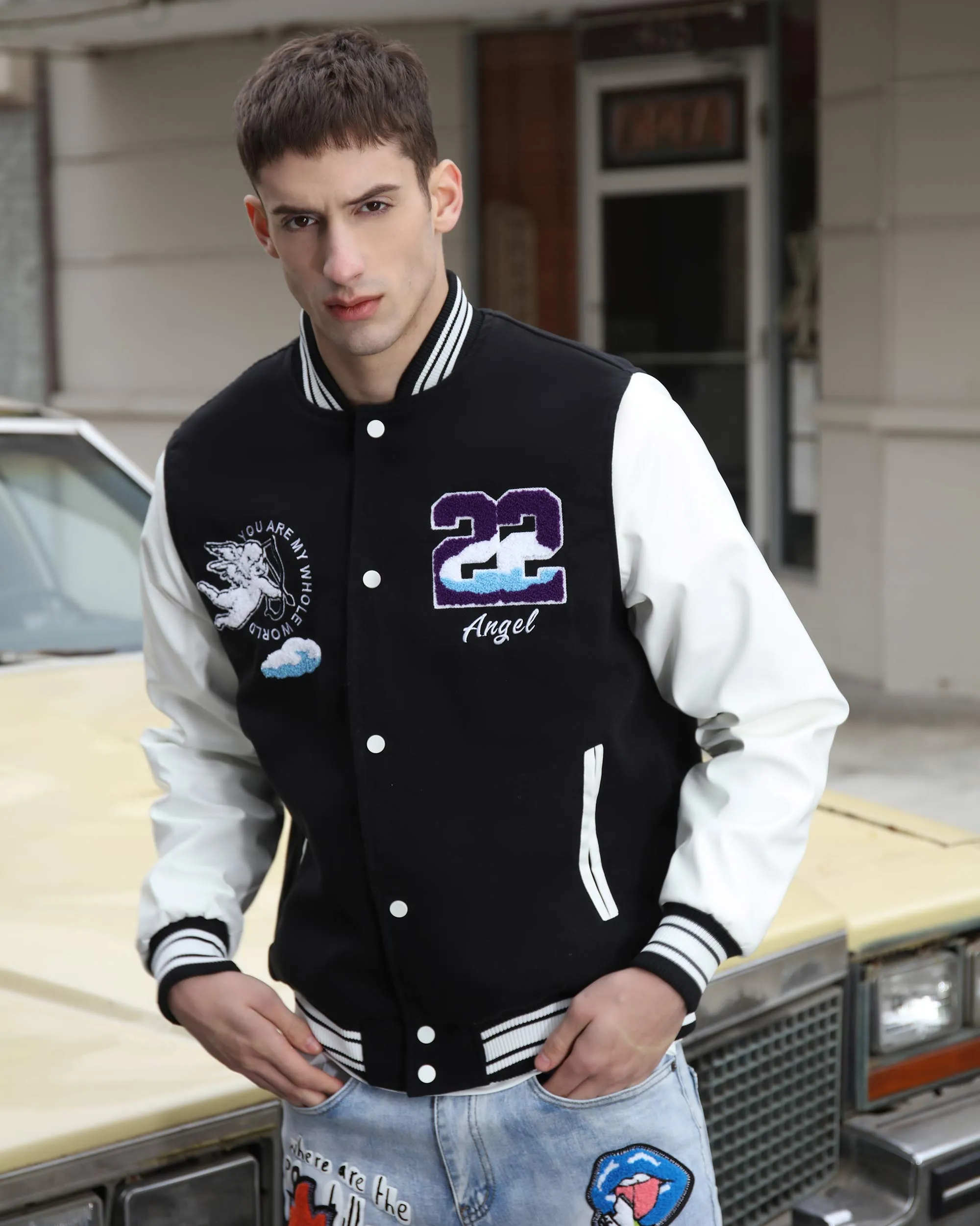 Embroidered Logo Baseball Jacket