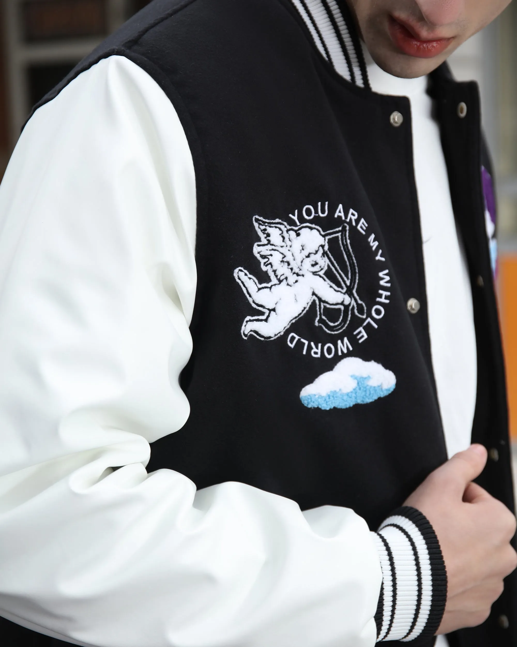 Embroidered Logo Baseball Jacket