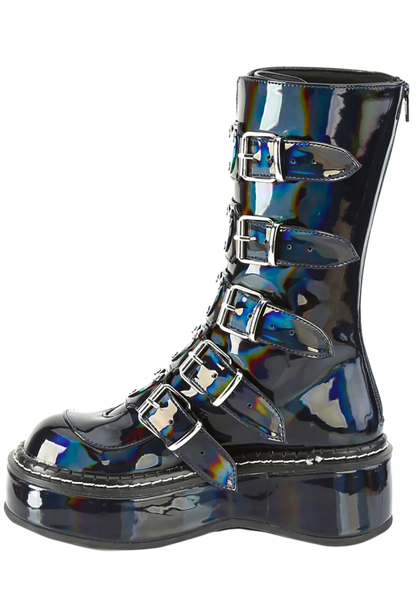 EMILY 330 Beautiful Nightmare Hologram Black Platform Boots