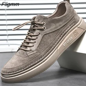 Fligmm Men Shoes fashion Genuine Leather Loafers Breathable Autumn lace up comfortable Casual Shoes Outdoor Men Sneakers shoes 0410