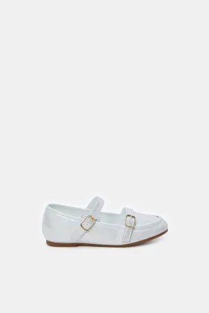 Girls White Patent Loafer