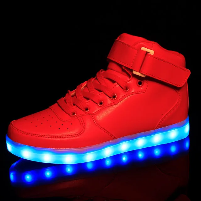 Golden Silver Glowing LED Light Flat High Top Shoe