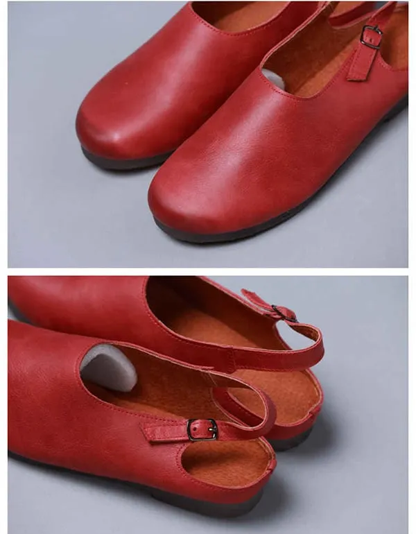 Handmade Retro Leather Comfortable Close Toe Flats