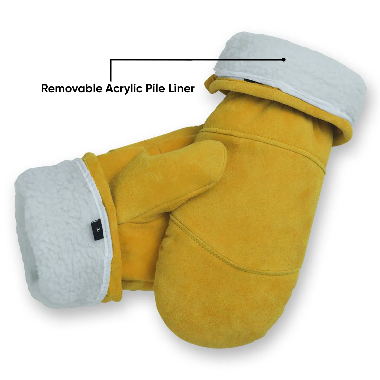 High-Quality Suede Deerskin Tan Winter Mittens