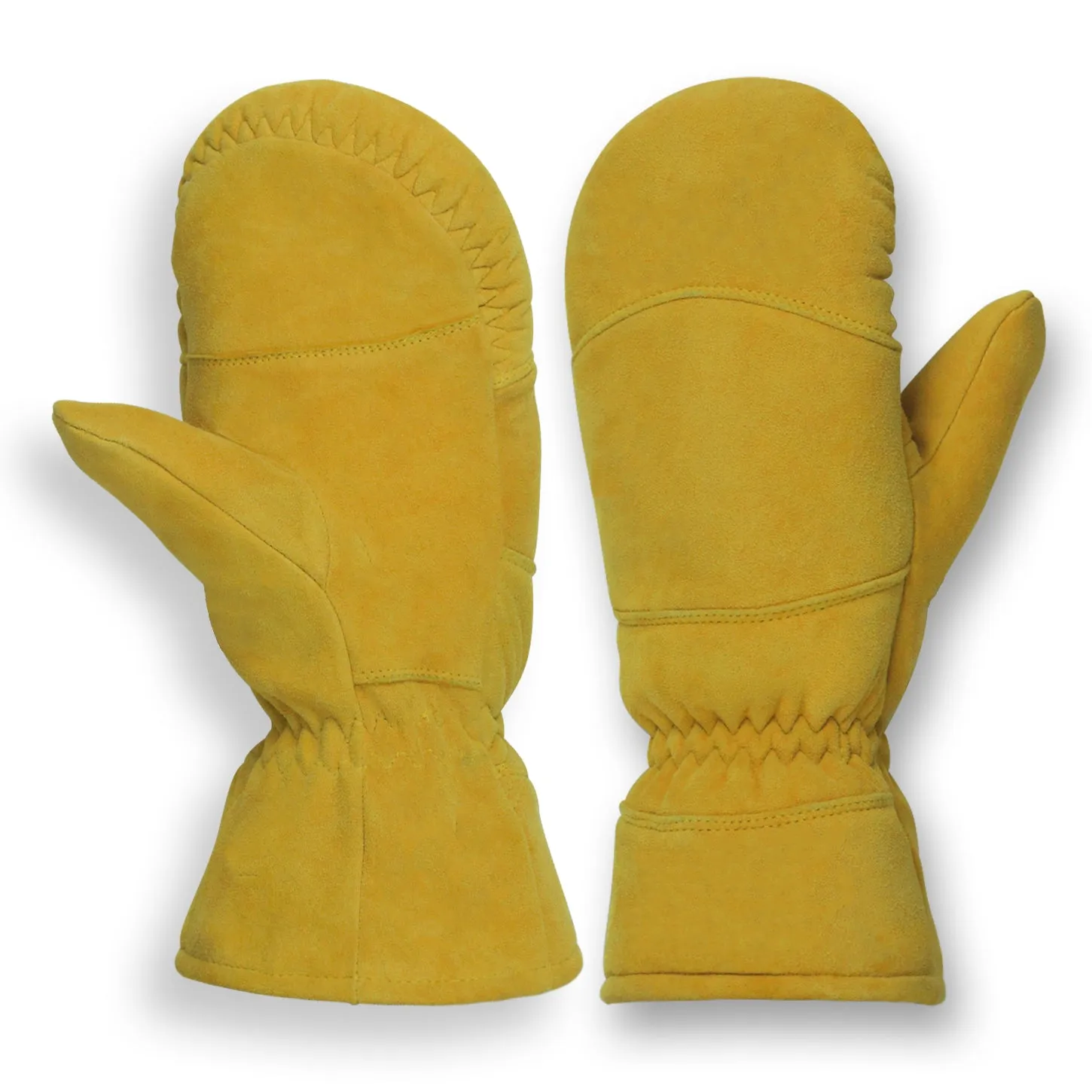 High-Quality Suede Deerskin Tan Winter Mittens