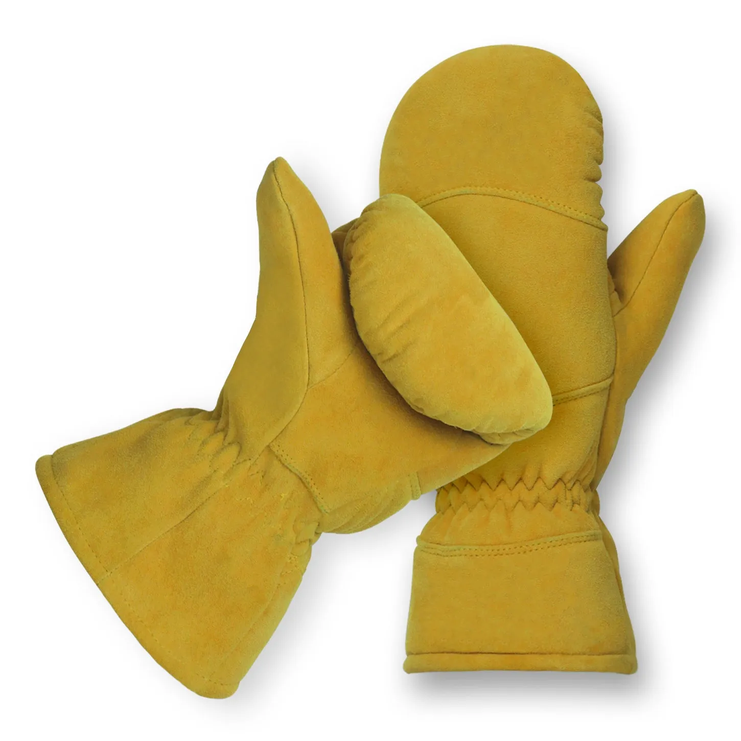 High-Quality Suede Deerskin Tan Winter Mittens