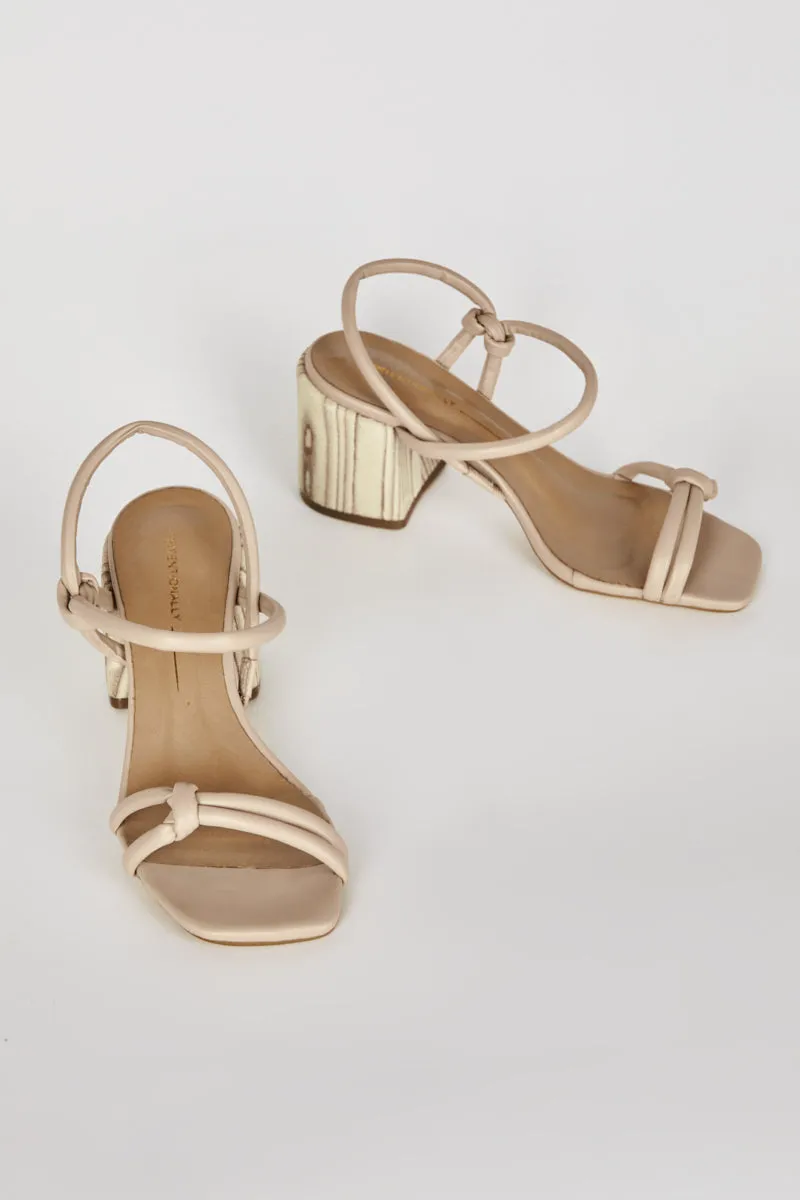 Intentionally Blank Sky Knotted Heel Sandals in Oatmilk