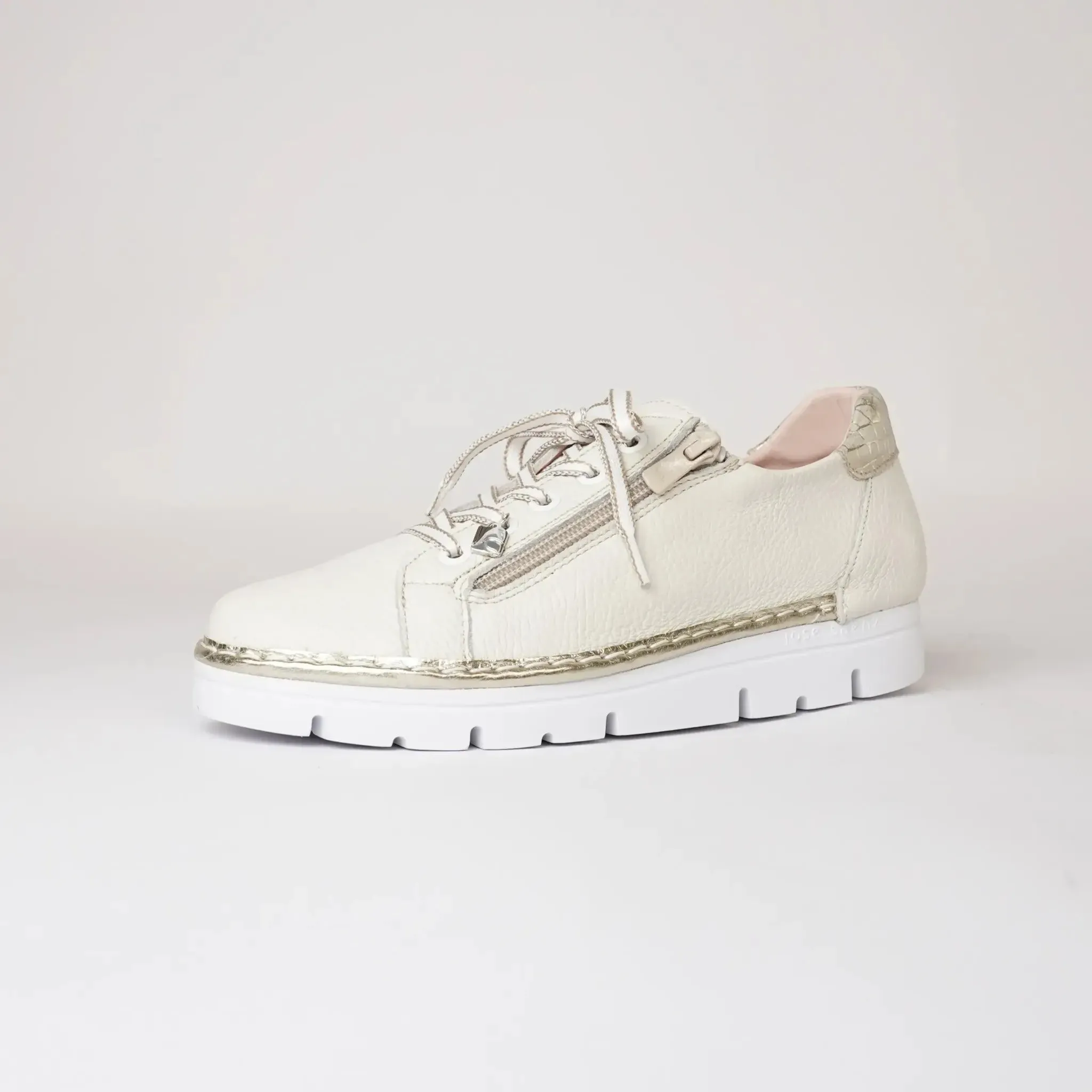 Js-2001 Hielo/Champagne Croc Leather Sneakers