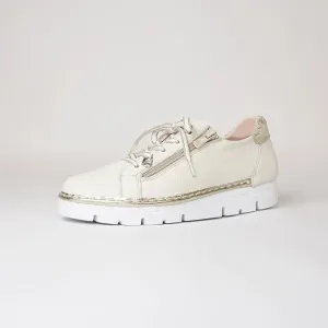 Js-2001 Hielo/Champagne Croc Leather Sneakers