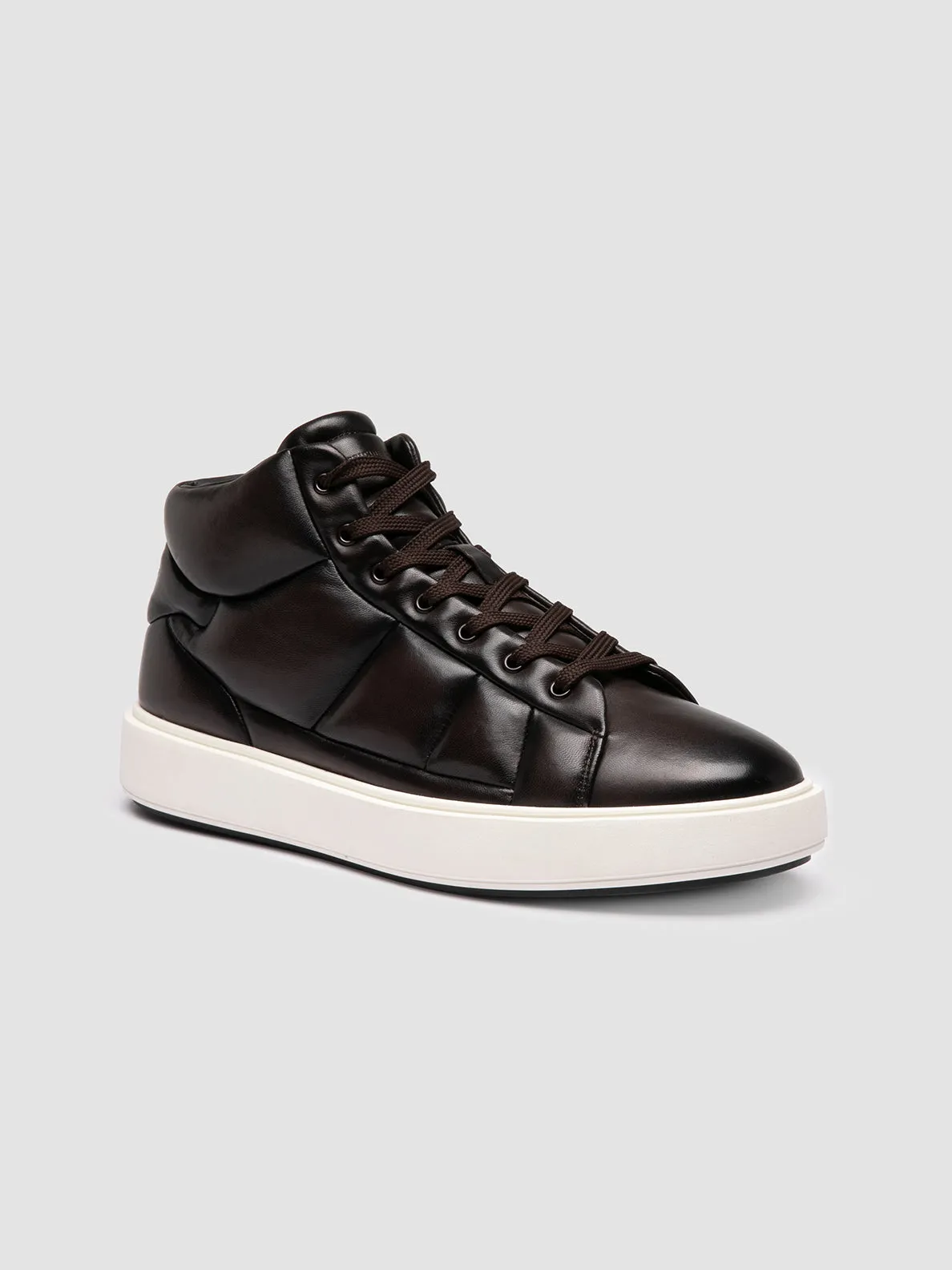 LEISURE 002 - Brown Leather High Top Sneakers