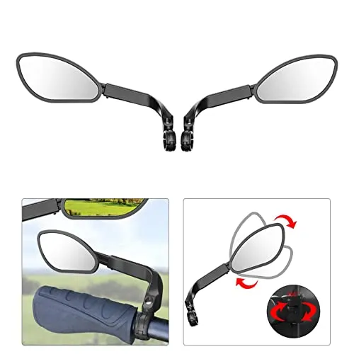 LICHTS Bicycle Bike Cycling Handlebar Rear View Mirror Rearview Mirror Rectangle Black Pair