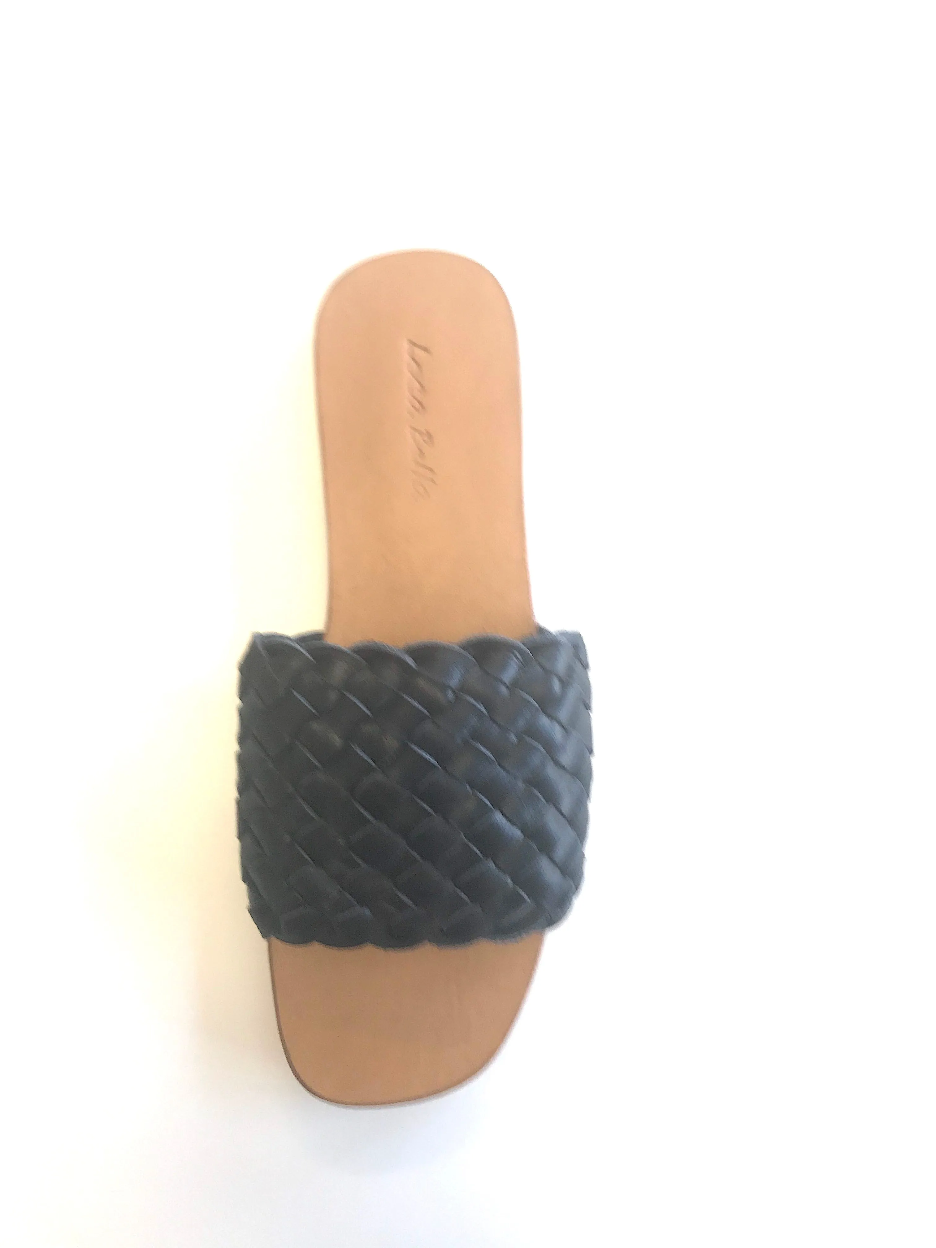 LOCA BELLA THE LABEL AMALFI WOVEN SLIDE BLACK