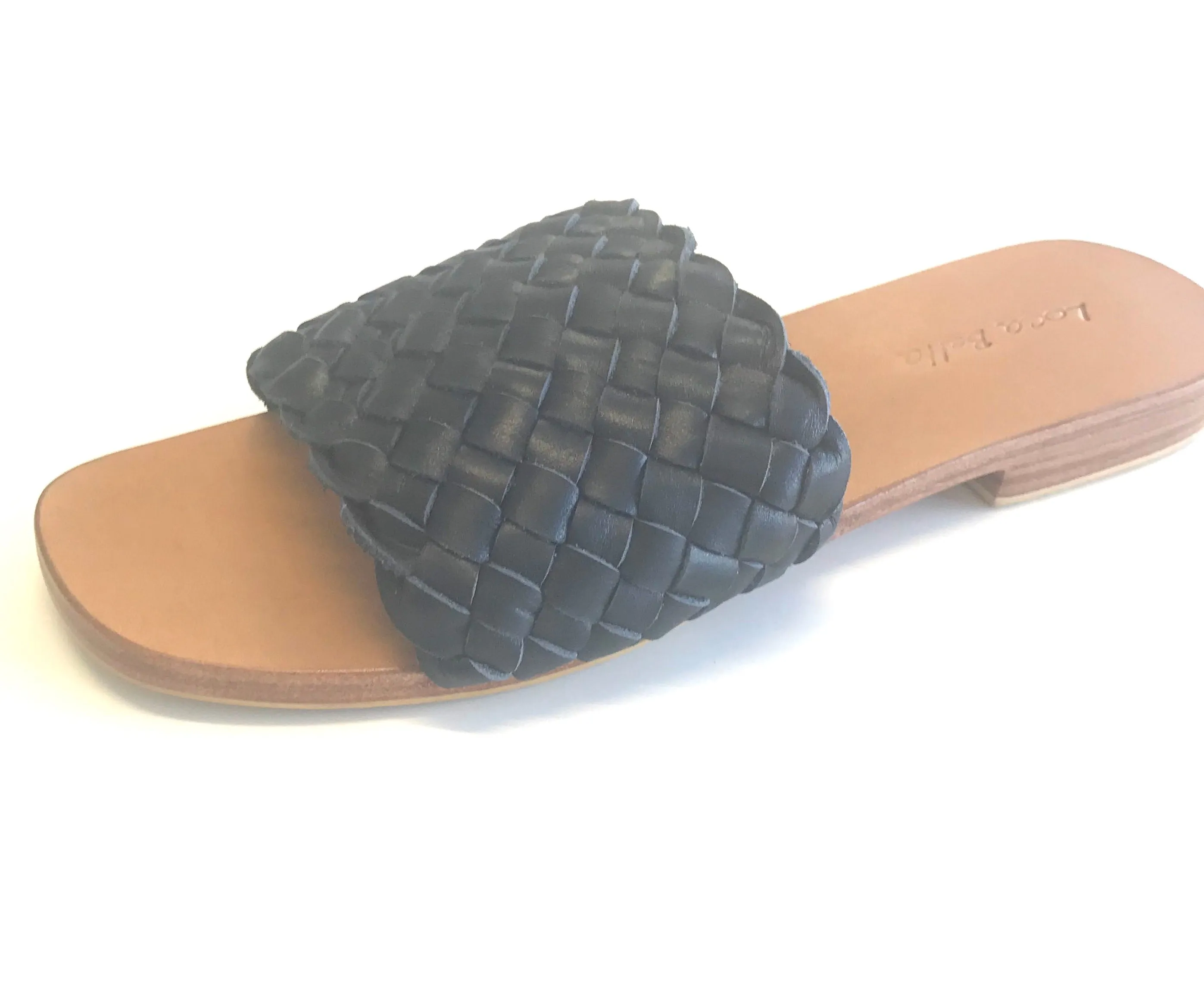 LOCA BELLA THE LABEL AMALFI WOVEN SLIDE BLACK